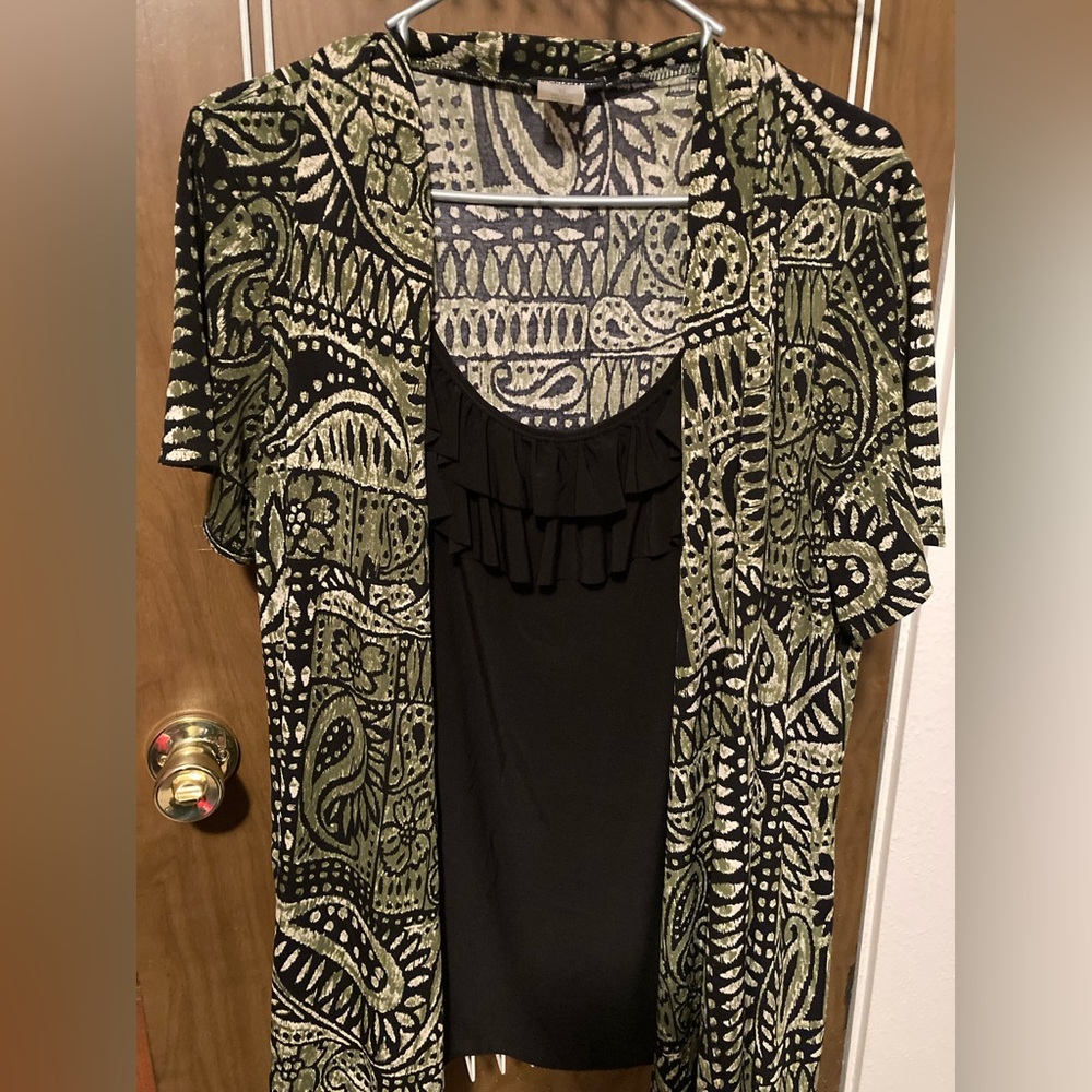 Perseption Brand 1 Piece Layered Look Short-Sleeved Top. 1X